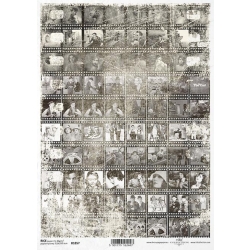Papier ryżowy ITD A4 R1857, kino, film, kolaż, klisza, taśma filmowa